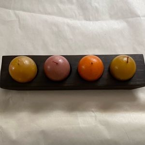 4 Scented Candles on Wood Holder